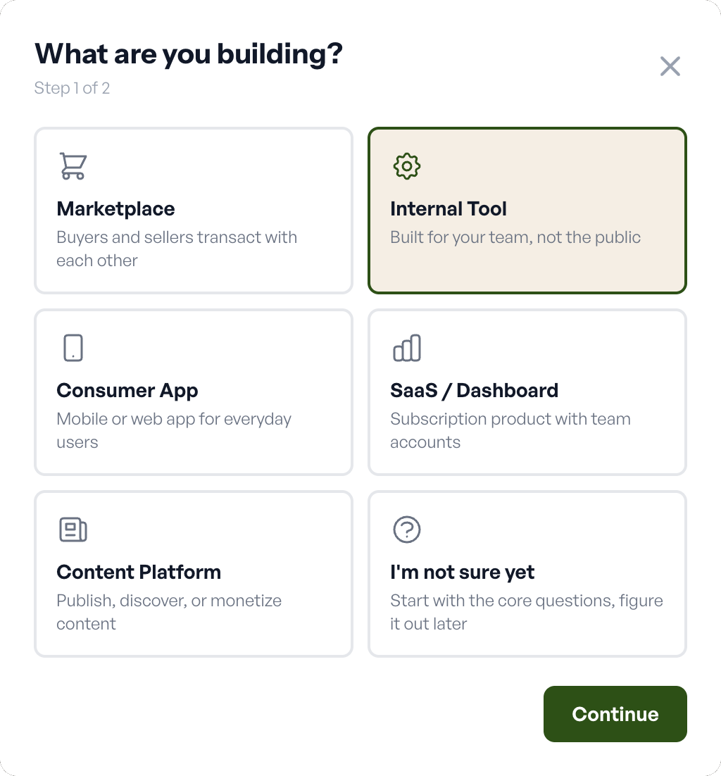 Select your project type.